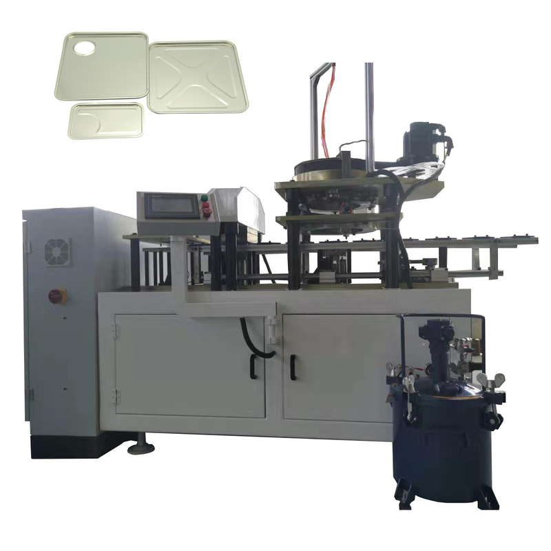 Can lid lining machine for rectangular and square end making